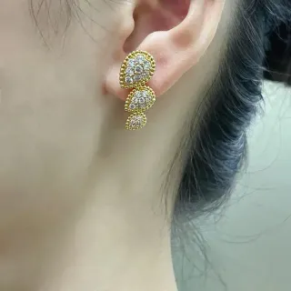 Three-Tier Teardrop Pavé Gold-Tone Earrings