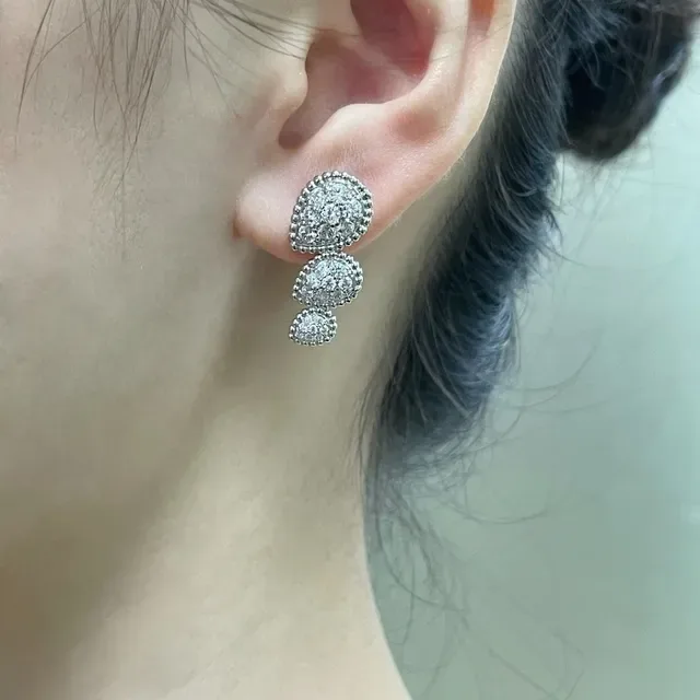 Three-Tier Teardrop Pavé Gold-Tone Earrings 9