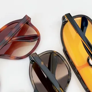 Tortoiseshell Brown, Black Gradient, and Yellow Lens Oversized Acetate Sunglasses