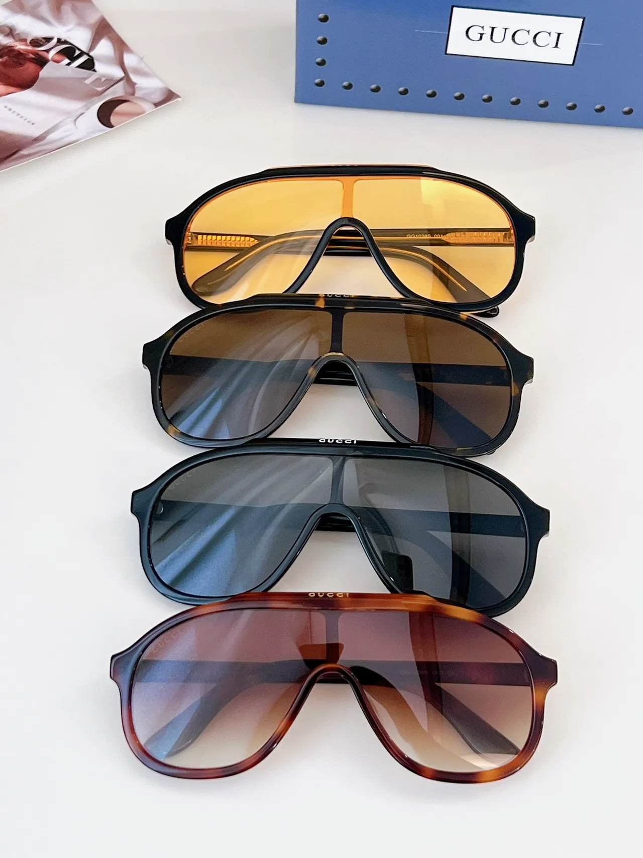Tortoiseshell Brown, Black Gradient, and Yellow Lens Oversized Acetate Sunglasses 4
