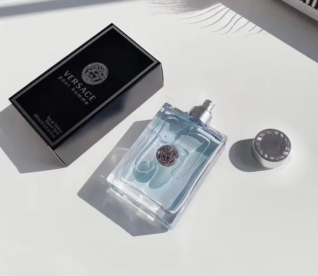 Transparent Blue Rectangular Glass Bottle Light Liquid Perfume 5