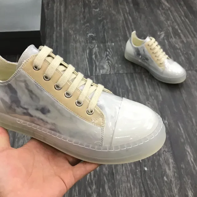 Transparent Glossy Upper Beige Accent Low-Top Lifestyle Sneakers 7