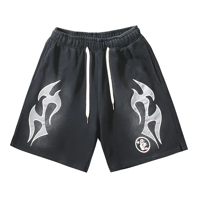 Tribal Flame Graphic Drawstring Shorts 2
