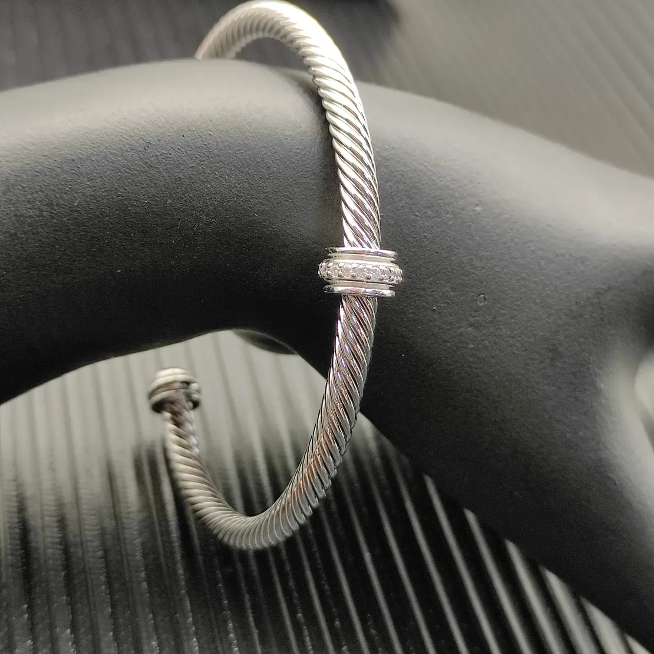 Twisted Cable Diamond-Accent Open Cuff Bracelet 6