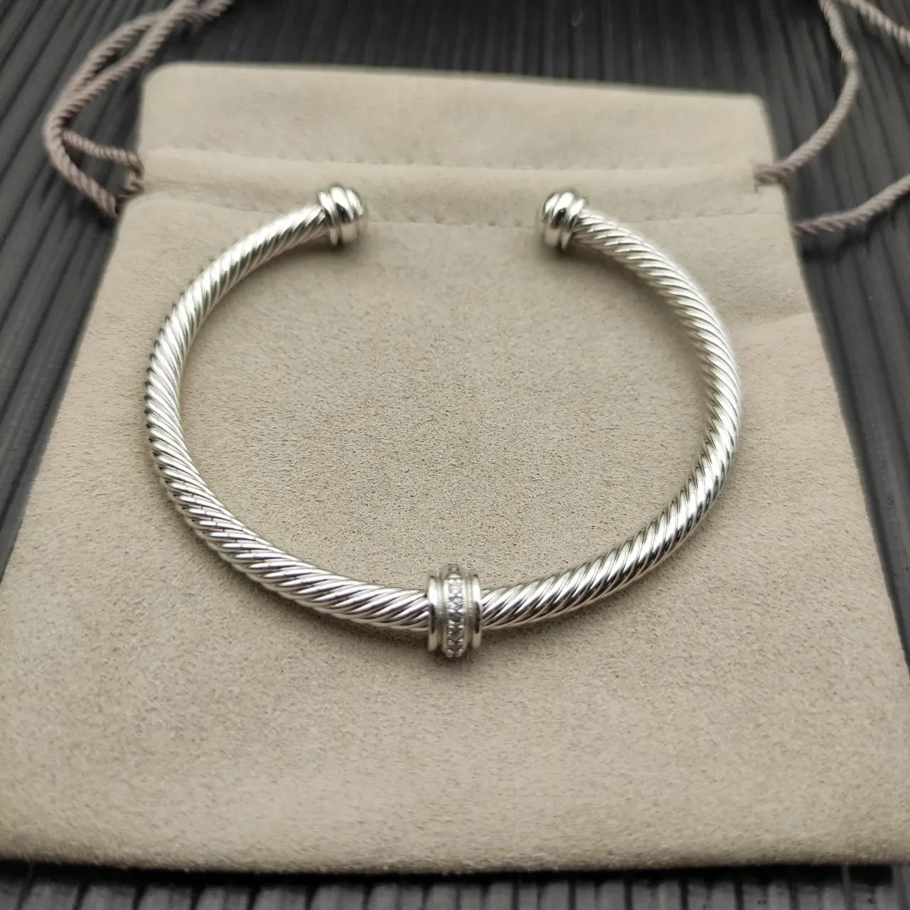 Twisted Cable Diamond-Accent Open Cuff Bracelet 7