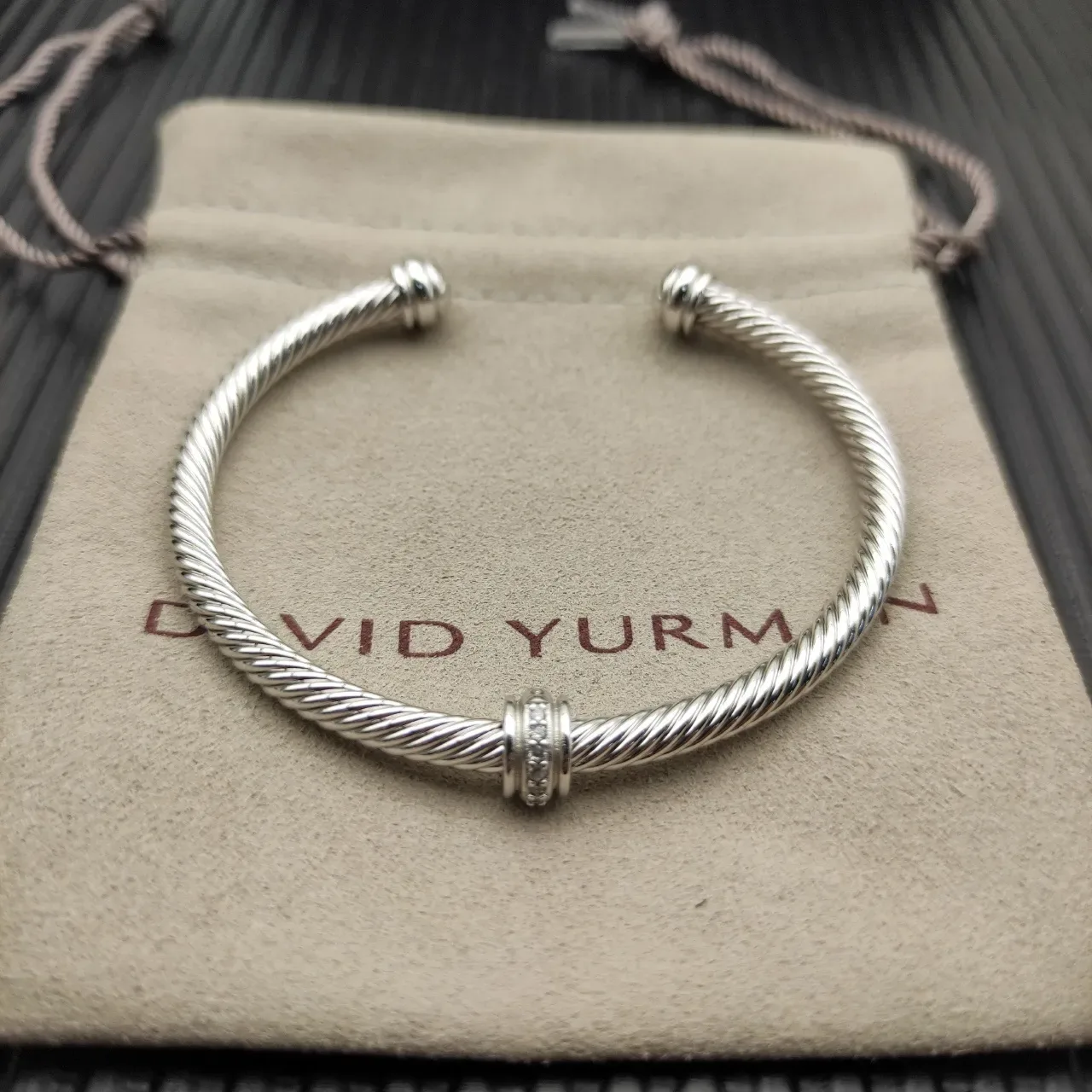 Twisted Cable Diamond-Accent Open Cuff Bracelet 9