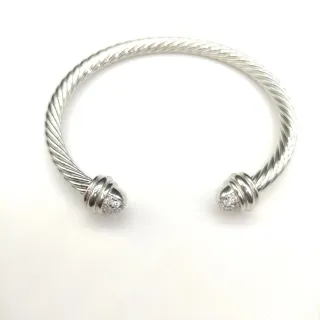 Cable Trenzado Pavé Terminal Pulsera Abierta de Puño