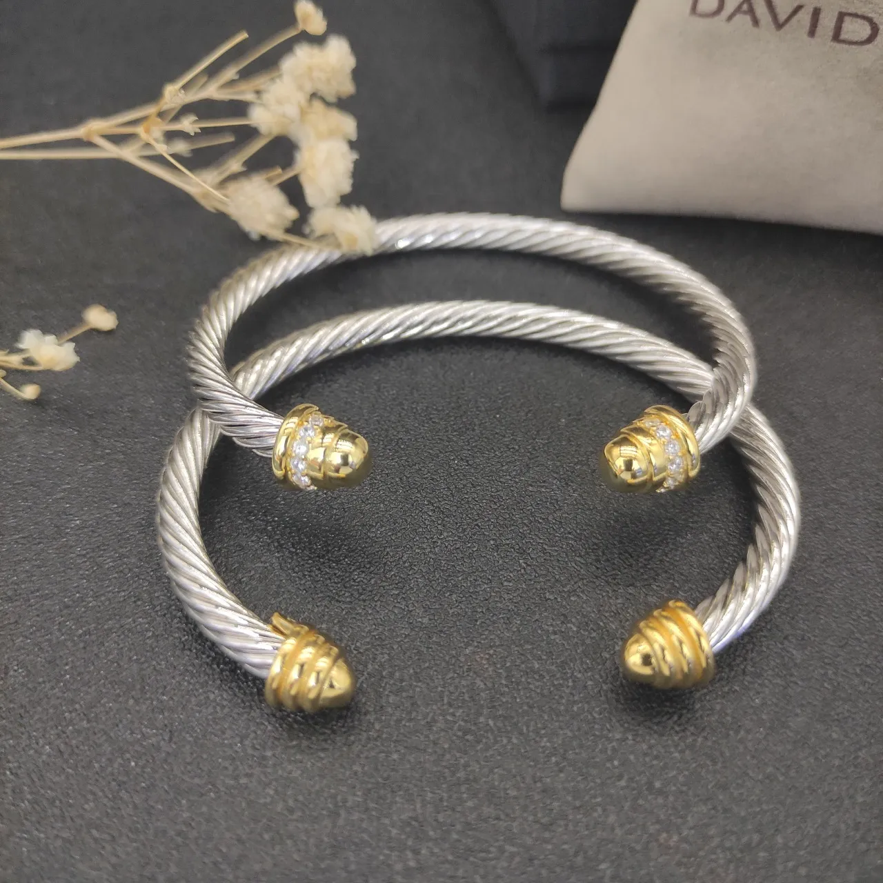 Twisted Cable Two-Tone Open Cuff Bracelet 2