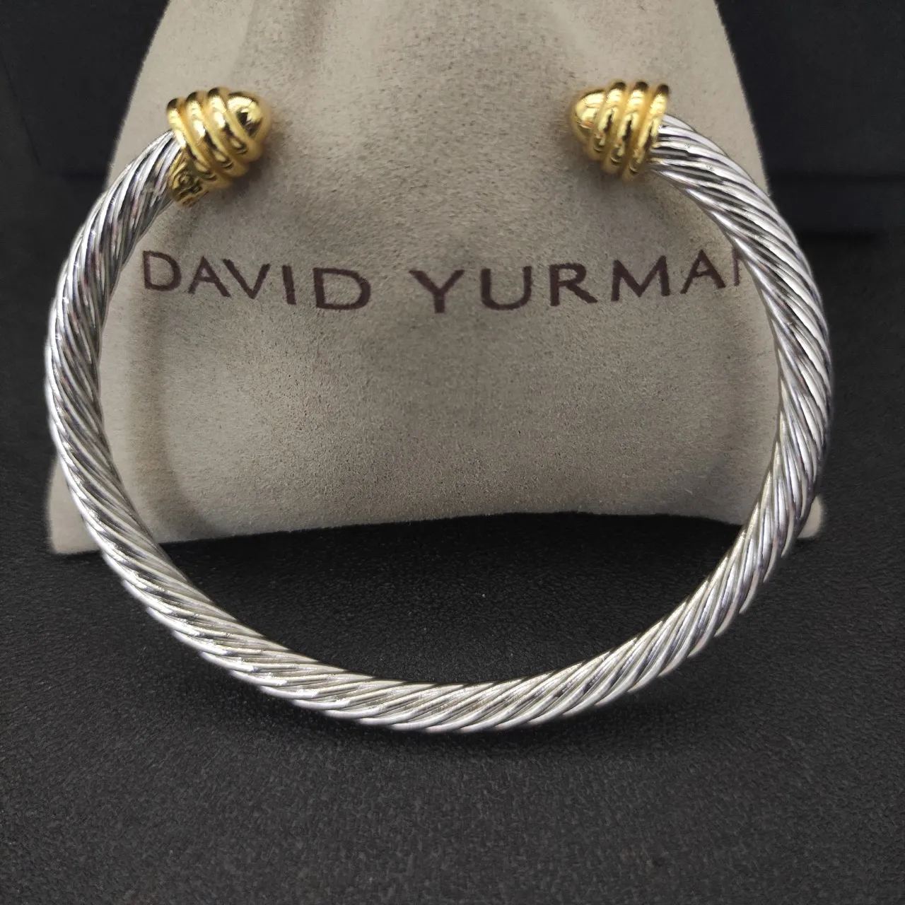 Twisted Cable Two-Tone Open Cuff Bracelet 8