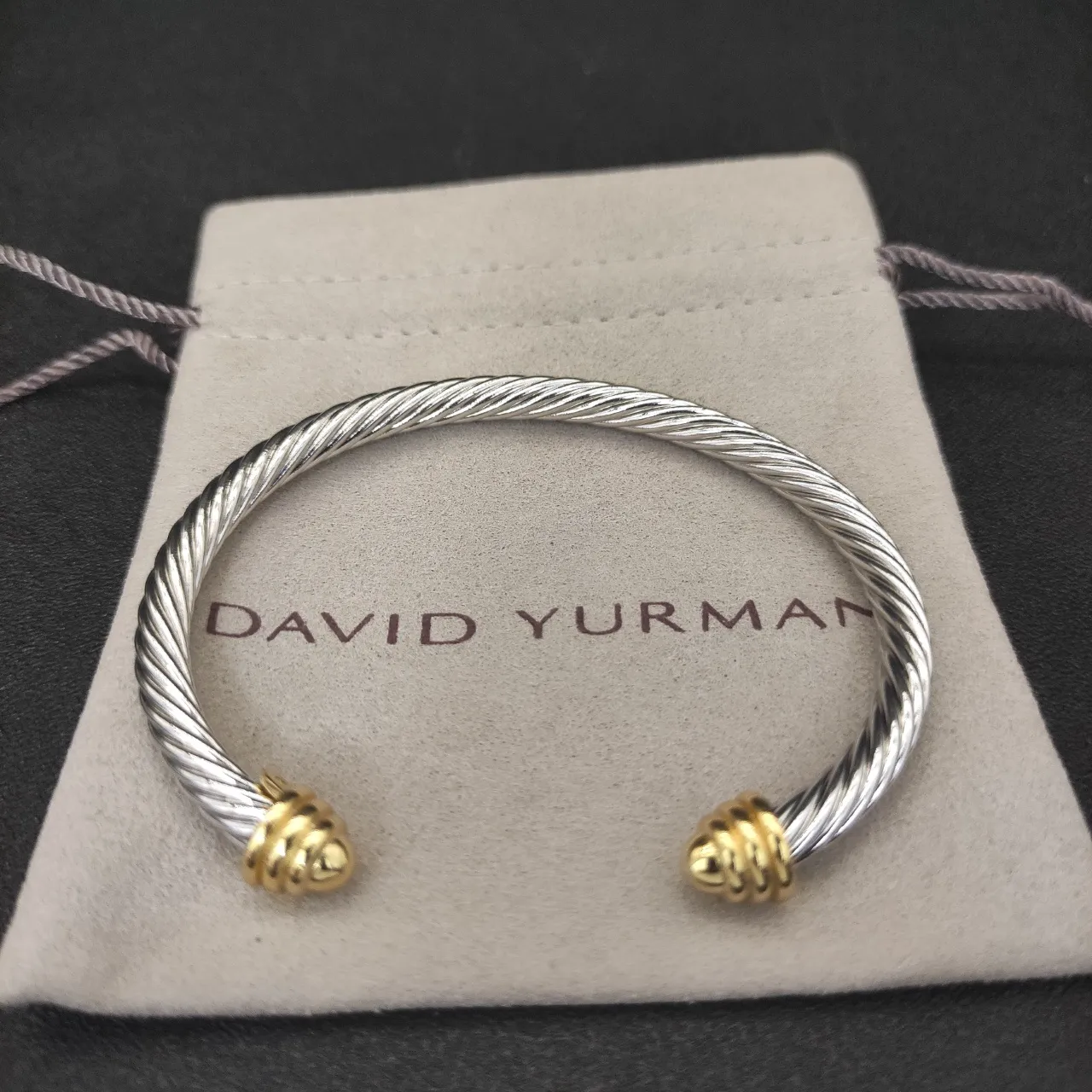 Twisted Cable Two-Tone Open Cuff Bracelet 9
