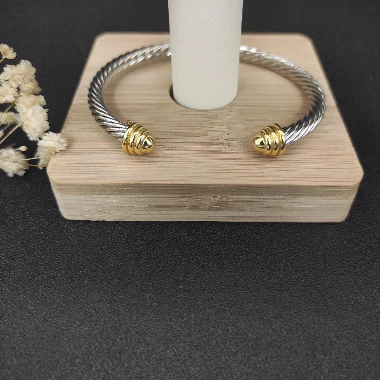 Twisted Cable Two-Tone Open Cuff Bracelet 4