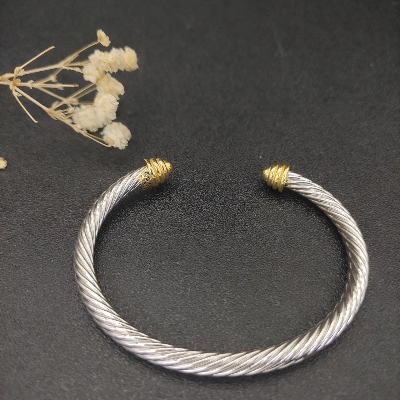 Twisted Cable Two-Tone Open Cuff Bracelet 6