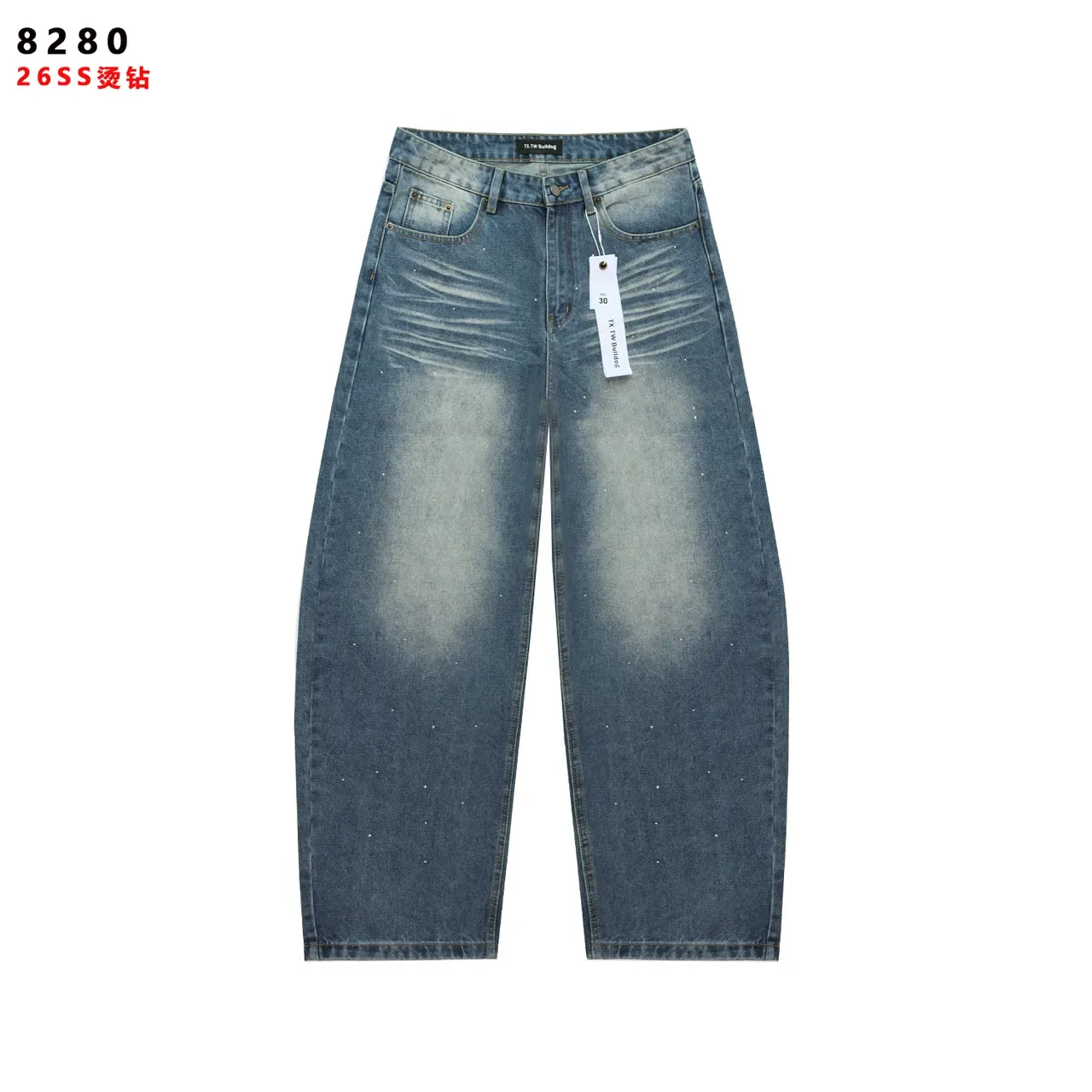 TX.TW Bulldog Wide-Leg Relaxed Fit Distressed Blue Jeans 2