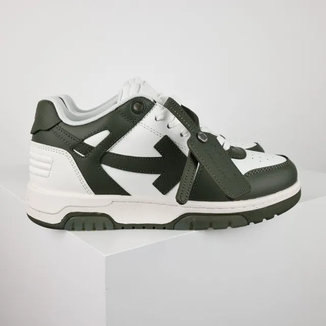 White and Army Green Arrow Logo Low-Top Lifestyle Sneakers 3