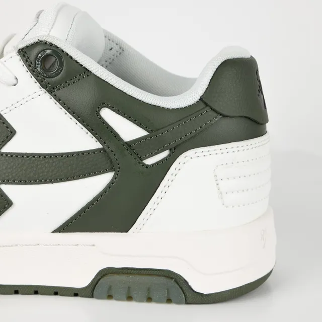 White and Army Green Arrow Logo Low-Top Lifestyle Sneakers 4