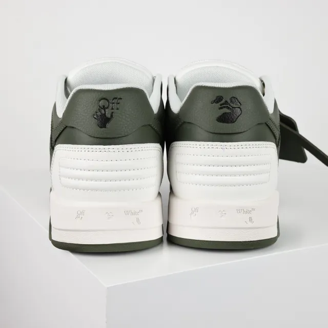 White and Army Green Arrow Logo Low-Top Lifestyle Sneakers 8