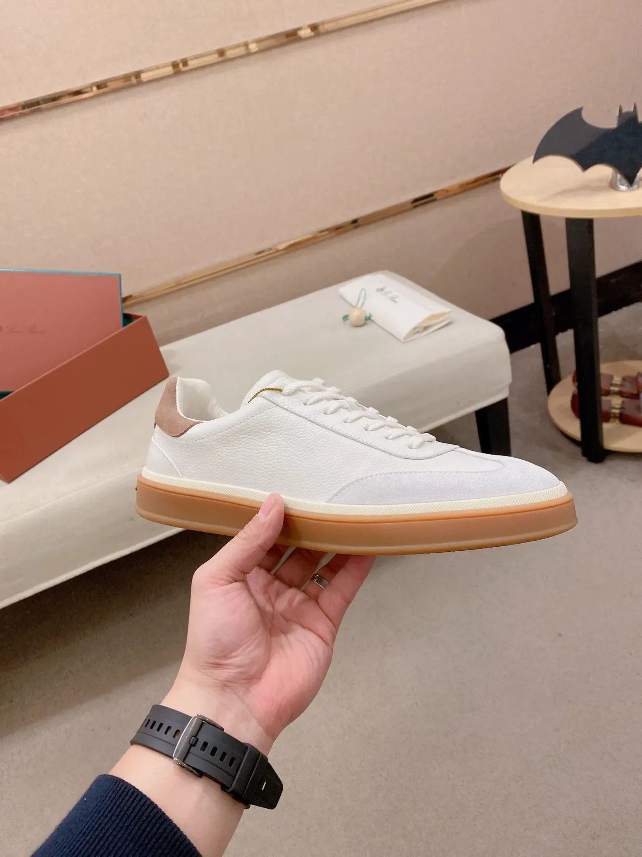 White and Beige Minimalist Low-Top Sneaker 5