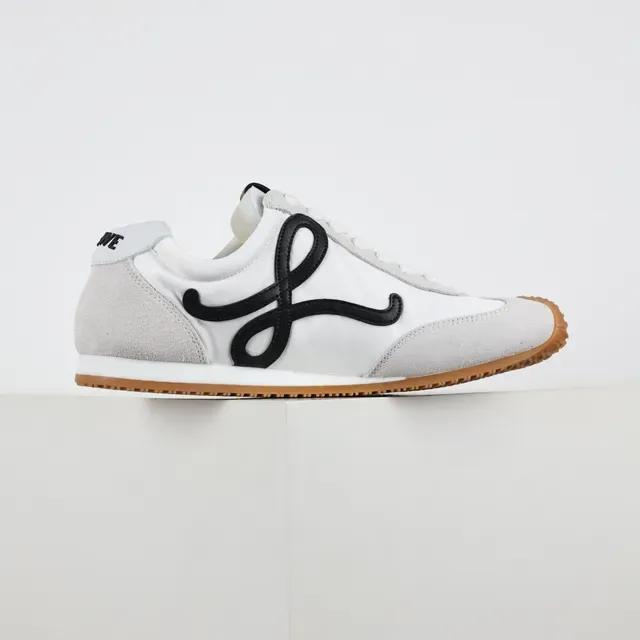 White and Black Script Logo Lifestyle Sneakers 7