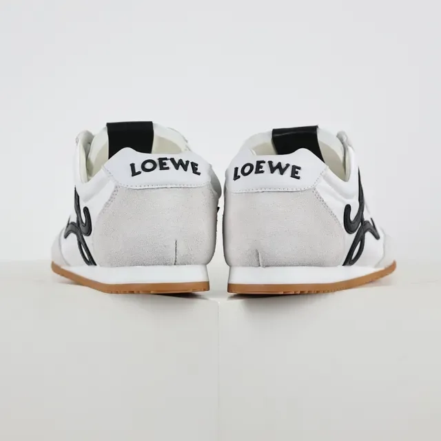 White and Black Script Logo Lifestyle Sneakers 8