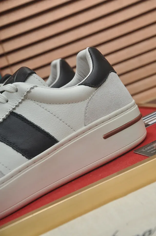 White and Black Stripe Low-Top Lifestyle Sneakers 2