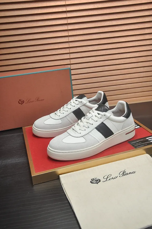 White and Black Stripe Low-Top Lifestyle Sneakers 4