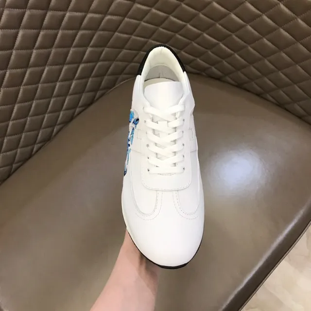 White and Blue Geometric Print Low-Top Lifestyle Sneaker 4