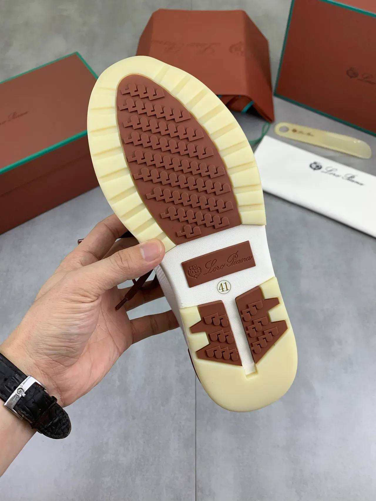 White and Brown Knit Sock-Collar Lifestyle Sneakers 3
