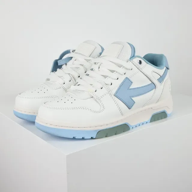 White and Light Blue Arrow Logo Lifestyle Sneakers 2