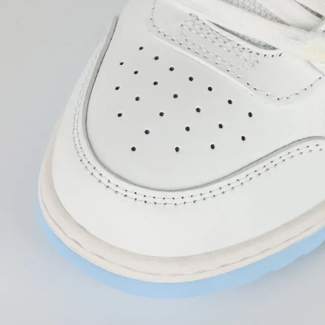 White and Light Blue Arrow Logo Lifestyle Sneakers 5