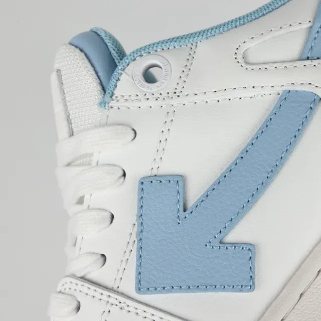 White and Light Blue Arrow Logo Lifestyle Sneakers 6