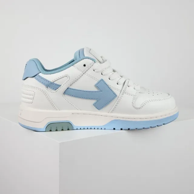 White and Light Blue Arrow Logo Lifestyle Sneakers 7