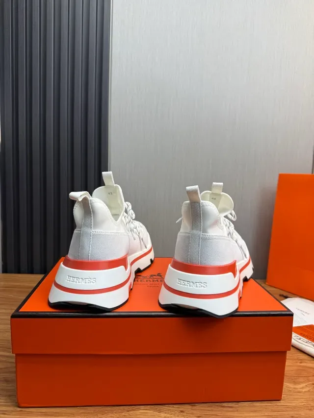 White and Orange Accent Lace-Up Sneaker 3