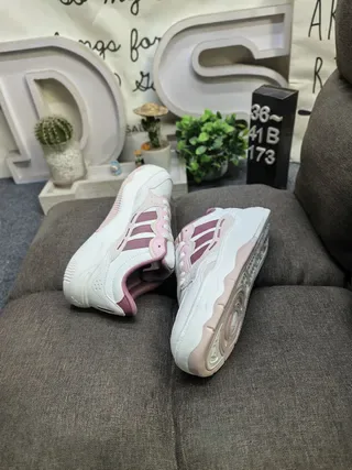 White and Purple Three-Stripe Lifestyle Sneakers 6