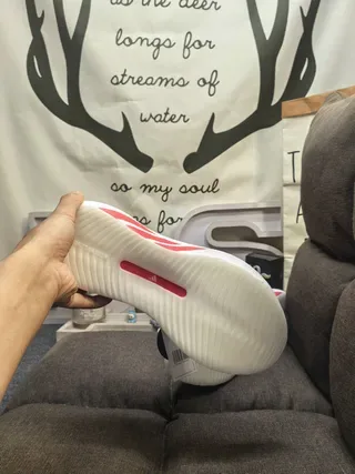 White and Red Chunky Sole Lifestyle Sneakers 4