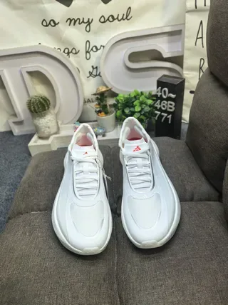 White and Red Chunky Sole Lifestyle Sneakers 10