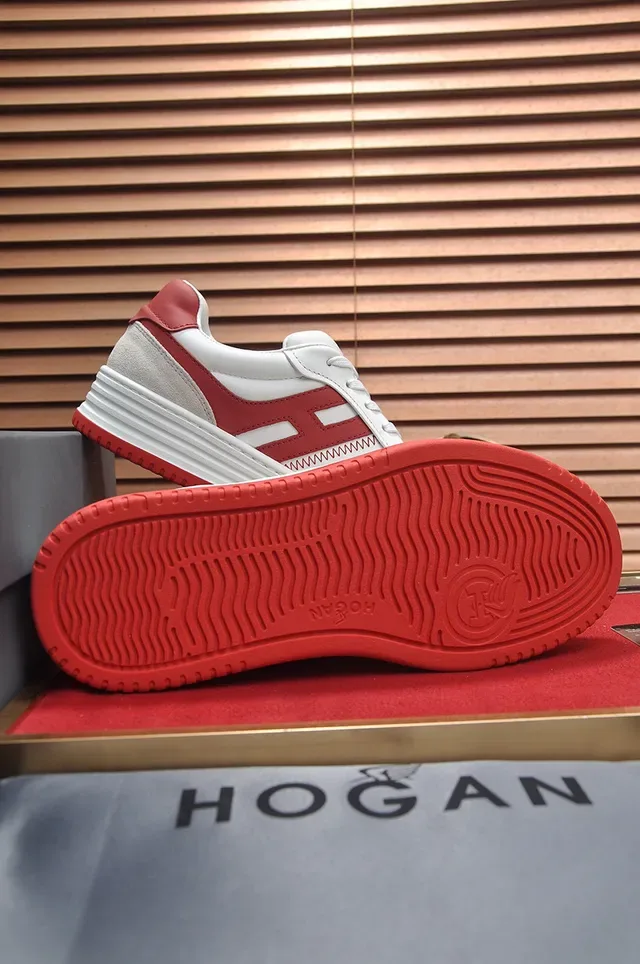 White and Red Leather Suede Court-Style Lifestyle Sneakers 4