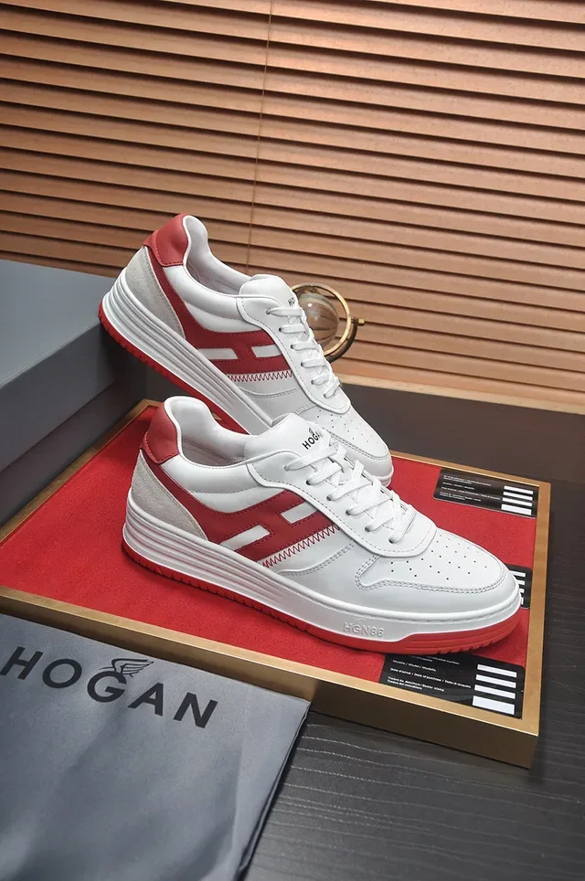 White and Red Leather Suede Court-Style Lifestyle Sneakers 5