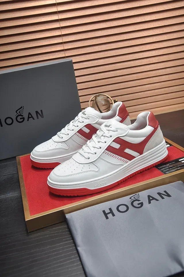 White and Red Leather Suede Court-Style Lifestyle Sneakers 7