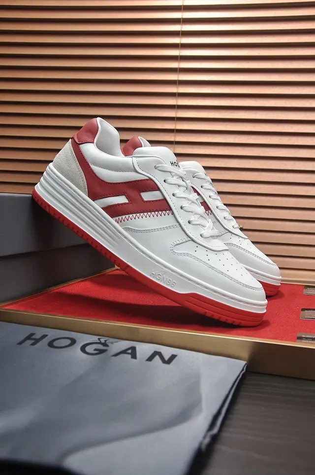 White and Red Leather Suede Court-Style Lifestyle Sneakers 8