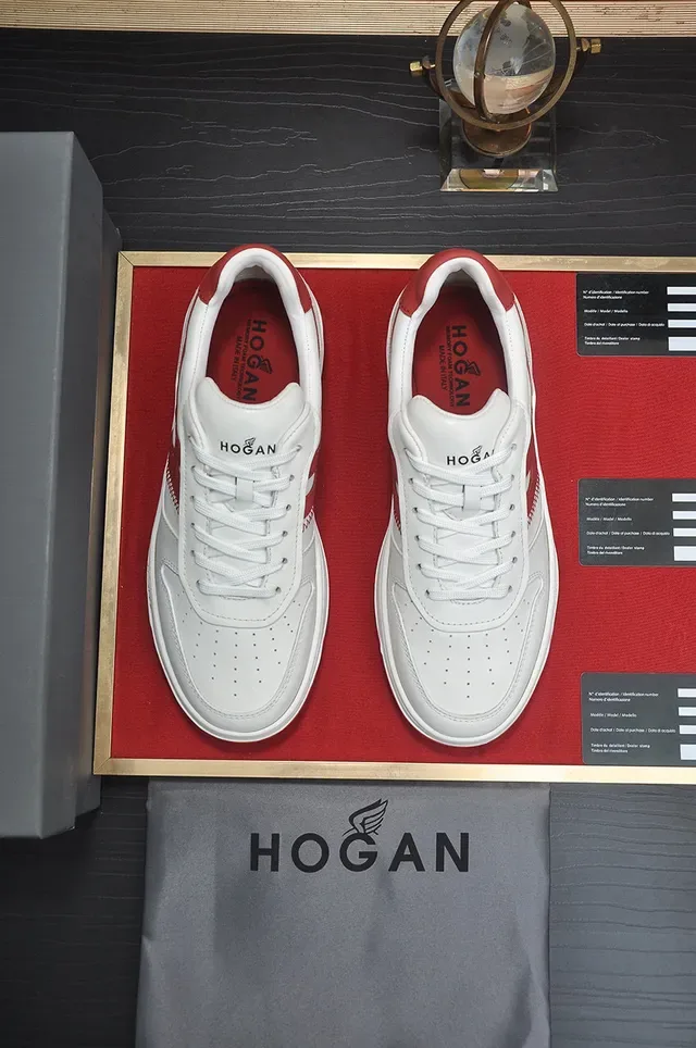 White and Red Leather Suede Court-Style Lifestyle Sneakers 9