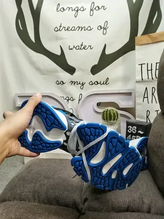 White Black and Blue Chunky Sneakers 4