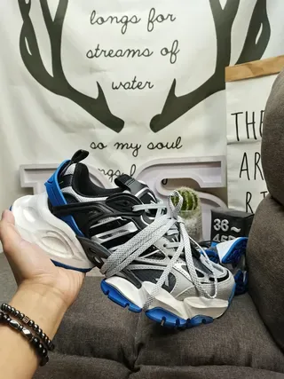 White Black and Blue Chunky Sneakers 5