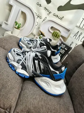 White Black and Blue Chunky Sneakers 7