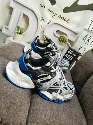 White Black and Blue Chunky Sneakers 9