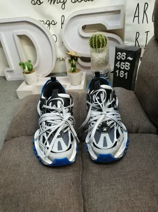 White Black and Blue Chunky Sneakers 10