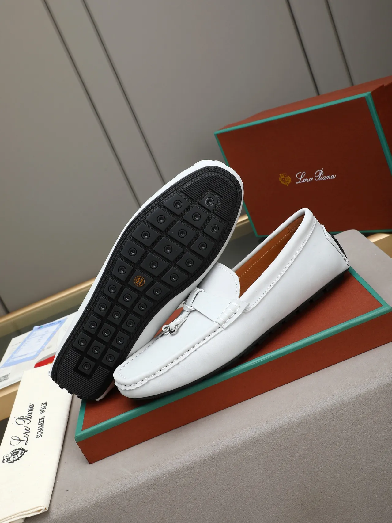 White Black Leather Horsebit Strap Loafer 4