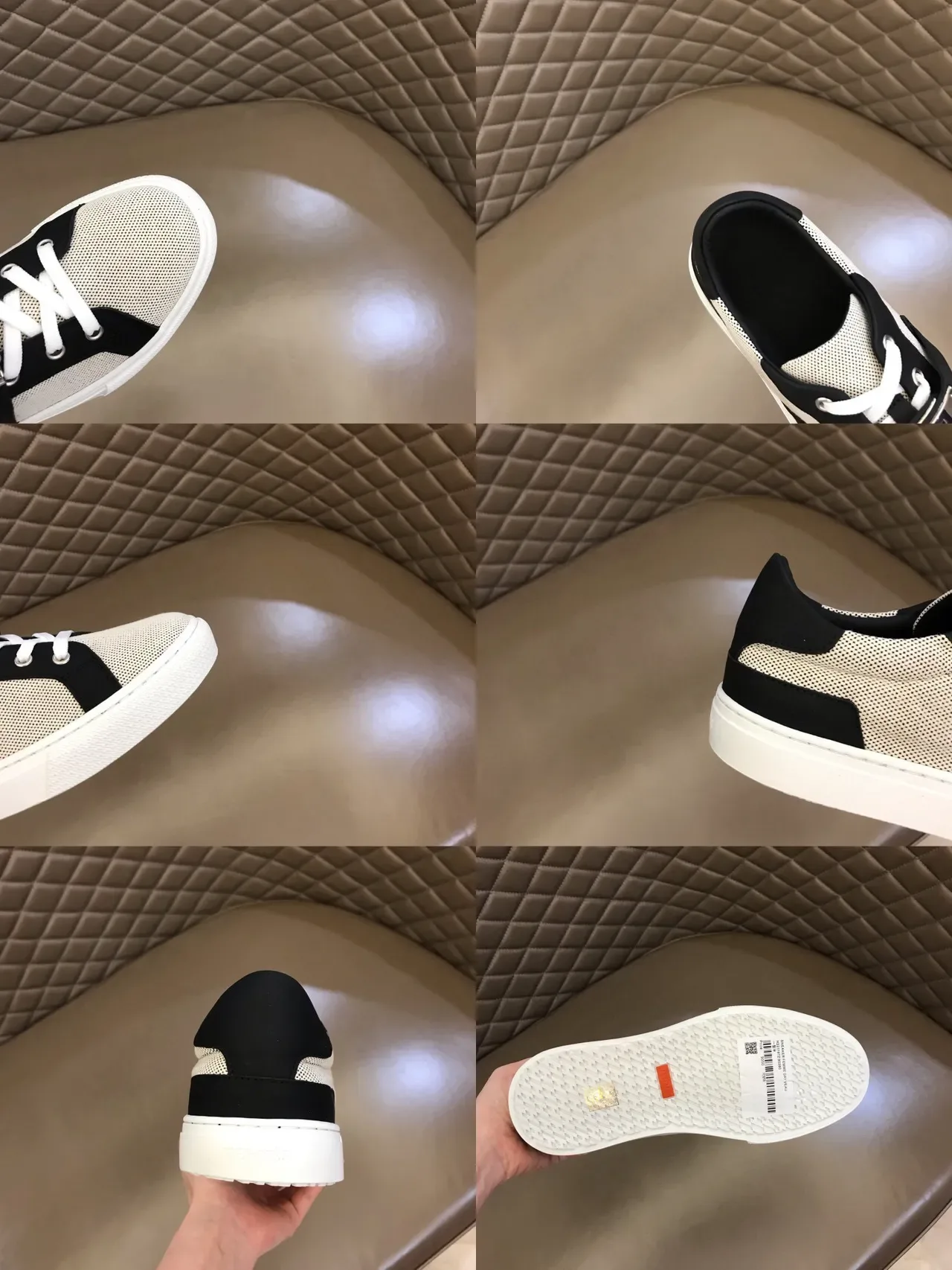 White Black Mesh Upper Synthetic Strap Sneakers 2