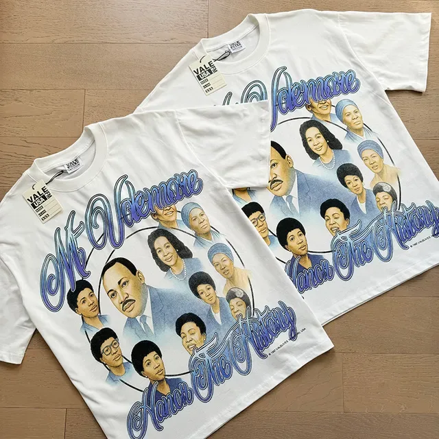 White Blue Graphic Tee Crew Neck T-Shirt 4