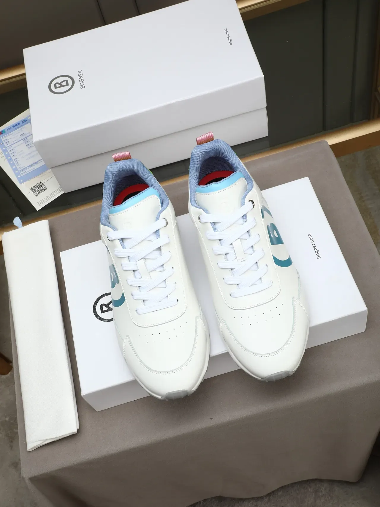 White Blue Low-Top Lace-Up Multi-Panel Upper Sneakers 3