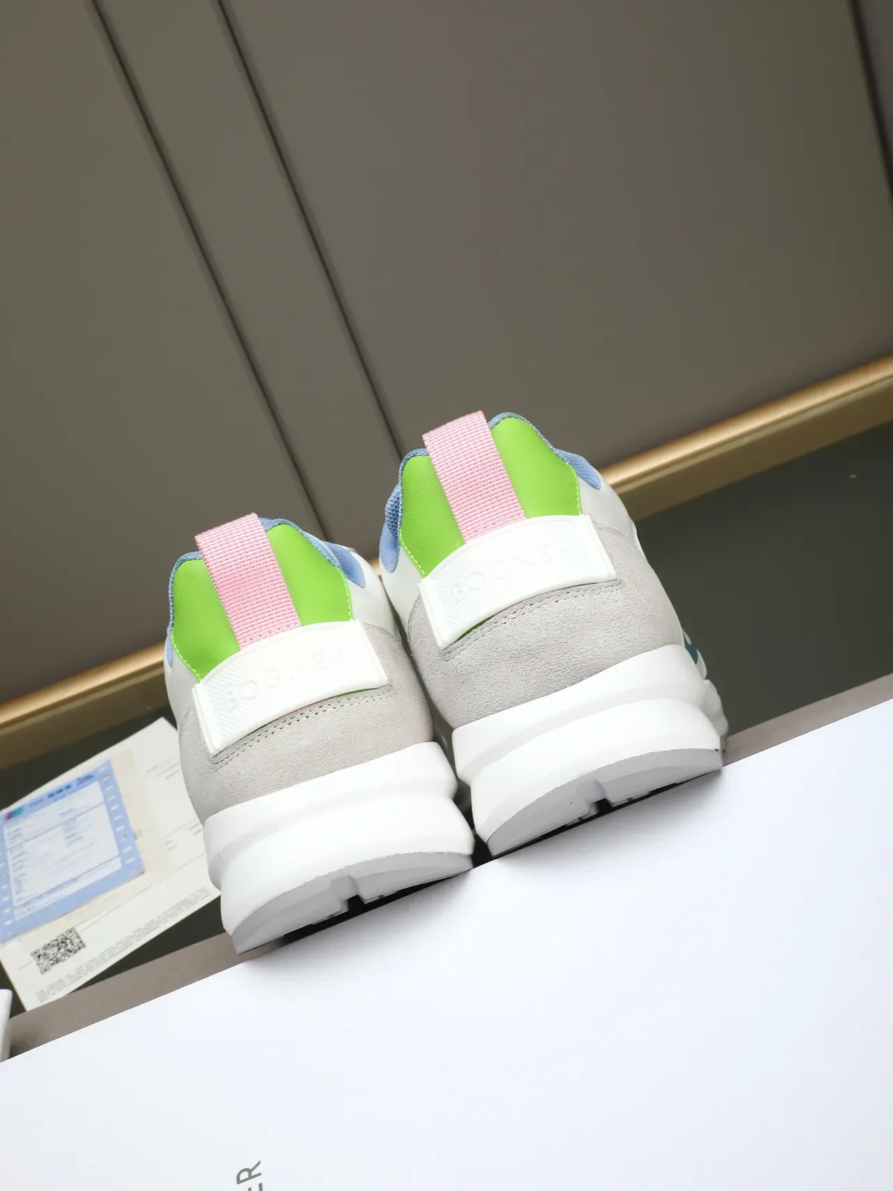 White Blue Low-Top Lace-Up Multi-Panel Upper Sneakers 4